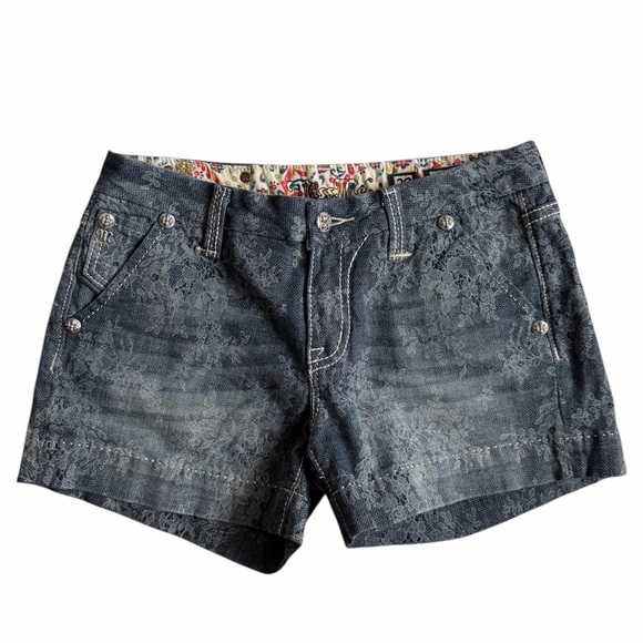 Miss Me Indigo Lace Denim Shorts - Picture 3 of 7